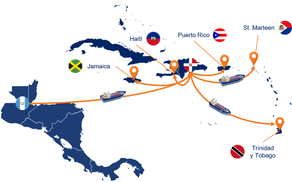 Rutas de Guatemala a República Dominicana e Islas Caribeñas | DSV
